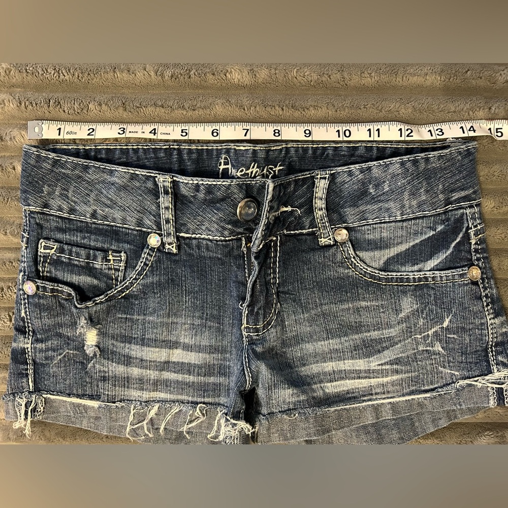 Amethyst Jeans Women's Distressed Denim Shorts - Blue - Picture 4 of 5